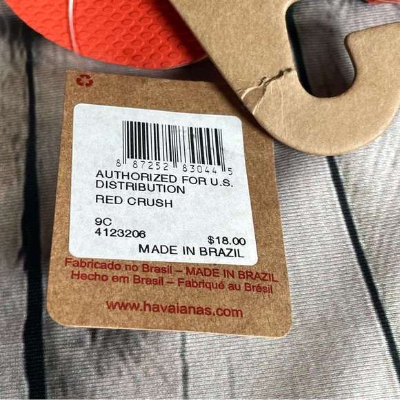 Havaianas Red/Blue toddlers boys Flip Flops Size 9C  23-23 NEW WITH TAGS - Picture 4 of 4